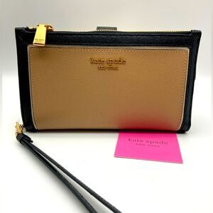 NWT Kate Spade Morgan Colorblocked Coffee Mocha Phone Wallet Wristlet